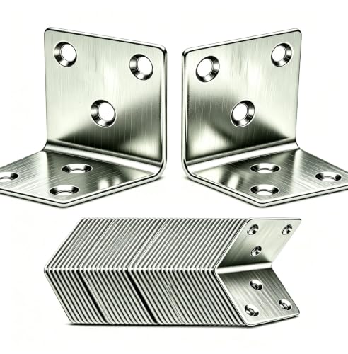 50pcs Stainless Steel L Bracket Corner Brace1.5"x1.5"x0.08",Heavy Duty 90 Degree Right Angle Brackets L Shape Corner Bracket for Shelves,Cabinets,Beds,Tables,DIY Projects,Wood Furniture Repair - size: 1.5X1.5X0.08IN