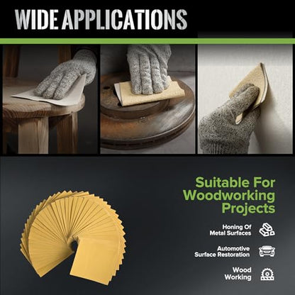1/4 Sandpaper Sheet 320 Grit 40PCS 4.5 x 5.5 Inch Hook and Loop Sandpaper 1/4 Sheet Sanding Discs for Palm Sander,Wood,Metal,Automotive - style: 320grit