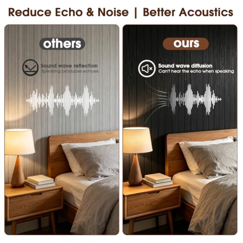 3D Peel and Stick Wall Panels PVC Grille Slat 394"x15.8" Self-Adhesive Wall Sticker Soundproof Paneling for Walls and Ceiling in Faux Black Wood Grain Texture - color: Black Wood Grain, size: 394"x15.8"