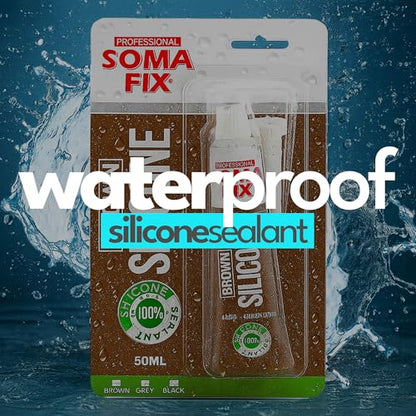 Brown Silicone Caulk (No Gun Needed) Flexible & Waterproof Caulking Tube - color: Brown