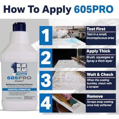Blue Bear 605 Pro Coating Removal -Quart (32oz), with Safenol
