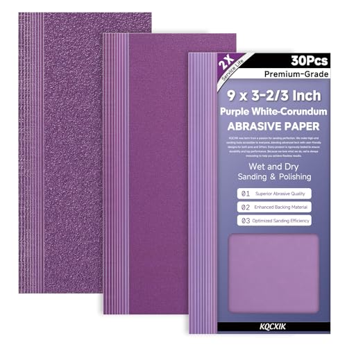 30-Sheet Premium White Corundum Wet Dry Sand Paper Assortment Pack - size: 9 x 3-2/3 Inch, style: MixGrit-30Pcs