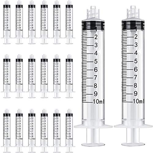 TecUnite 10 ml 20 Pack Plastic Syringes Without Needle for Liquid and Craft - size: 10 ML