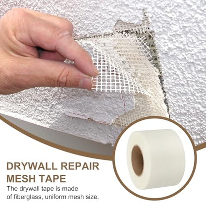 PATIKIL Drywall Repair Mesh Tape, 4 inch x 164 ft Fiberglass Repair Patch Self-Adhesive Dry Wall Joint Tape 12 Mesh Wall Hole Crack and Seam Patch, White - size: 4 inch x 164 Feet