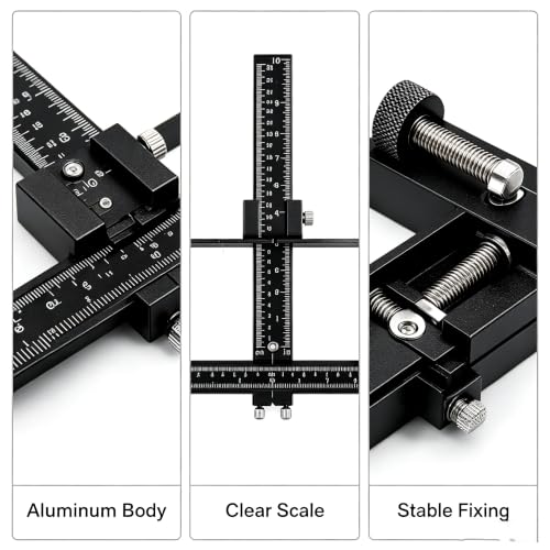 Cabinet Hardware Jig, Adjustable Drilling Guide, Drawer Handle Hole Drilling Template with Automatic Center Punch, Aluminum Alloy Drill Guide for Cabinet Pulls Knobs Woodworking