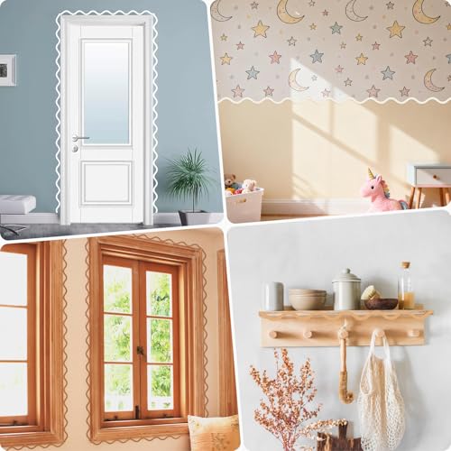 Scalloped Wood Trim, 30 Pack Wave-Shaped Wood Trim, 15.75x1.77 inch - color: 15.75"x1.77" 30 Pack