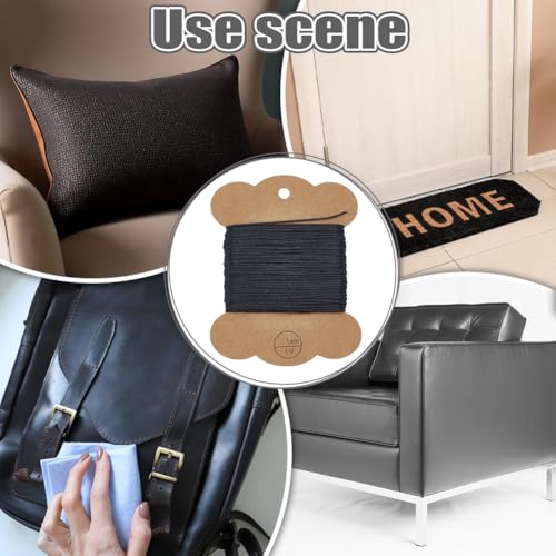 ORIGACH Upholstery Repair Sewing Kit - 15/20/25/30cm 4 Pcs Tufting Needles with 150m Black Waxed Thread - Heavy Duty Leather Needles Kit for Hand Stitching, Canvas & Quilting