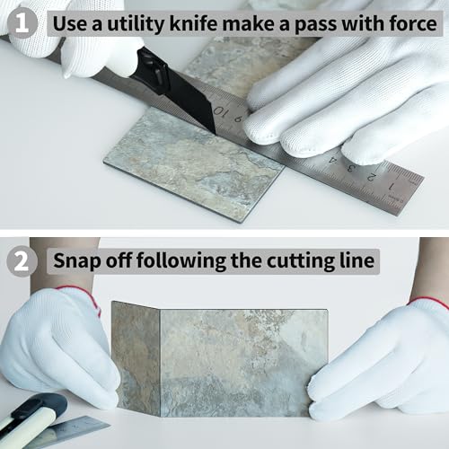 AULIGET 100-Piece Faux Stone Peel and Stick Backsplash Wall Tiles, 3" x 6" Grey & Brown Slate PVC Stick on Tile for Backsplash Kitchen, Bathroom, Laundry Room, Camper, Fireplace - color: Grey & Brown Slate