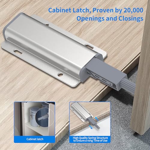 15 Pack Push Open Door Latch - Heavy Duty Aluminum Magnetic Cabinet Latch, Touch Release Hardware for Hidden Doors, Kitchen Drawers and Closets, Handle-Free Push to Open Cabinet Catches - size: 15 Pcs Single Magnetic Push Latch