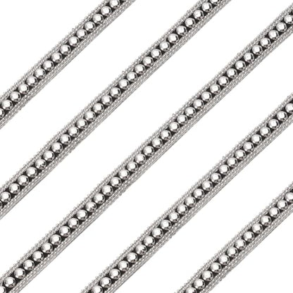 FINGERINSPIRE 2.5 Yards Hot Fix Nailhead Trim 3/8 inch Wide Dome Round Stud Iron-on Nailhead Ribbon with Black PU Leather Base Flat-Back Rivet Trim Ribbon for DIY Purse Clothing Shoes Decoration
