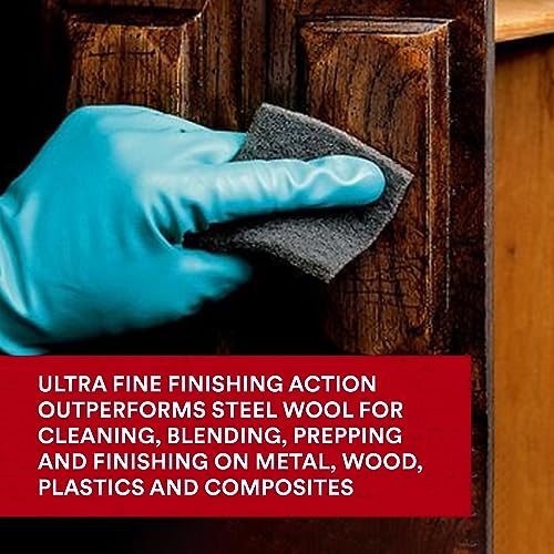 Scotch-Brite Ultra Fine Grade 7448 Hand Pad, Pack of 3, 6 in x 9 in Hand Pads, Nonwoven Silicon Carbide, Surface Preparation, Scuffing, and Cleaning, Gray