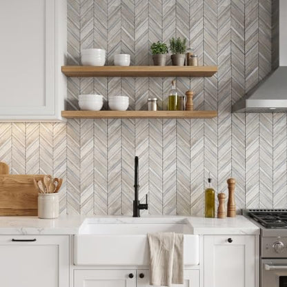 Yipscazo 10-Sheet Peel and Stick Herringbone Backsplash,Gray Stone - color: Gray Stone