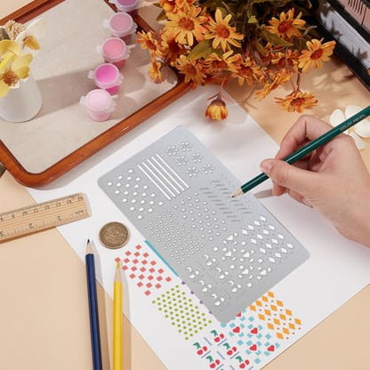 UNICRAFTALE 2Pcs Metal Geometric Stencils for Painting Stainless Steel Reusable Template Texture Stencils for Painting on Wood Wall Scrapbooking Furniture Fabrics 3.98"x 6.97" - style: Geometric Patterns & Textures