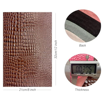 8pcs Glossy Alligator Faux Leather Fabric,8"x12"(20cmx30cm) Bright Embossed Crocodile Textured Bump Synthetic Leather Fabric for Earrings Hair Bows Making and DIY Projects