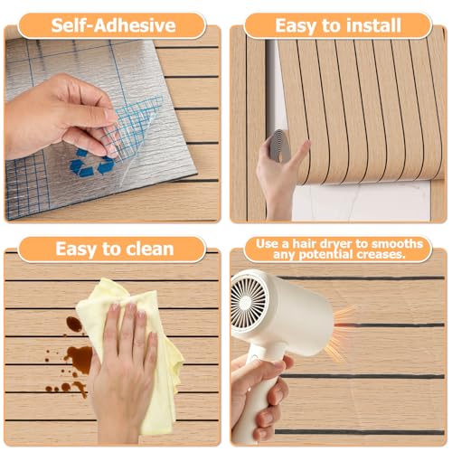 Arthome Peel and Stick Slat Wall Panels 15.7 "x240,Self-Adhesive PVC Wood Grain Wallpaper Panel,3D Thick Faux Soundproof Backsplash Accent Wall Tile for Walls & Furniture (Oak- Coverage 26 Sq.ft) - color: Oak, size: 15.7" x 240"