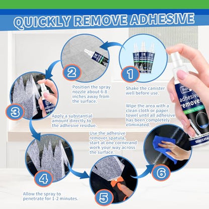 Adhesive Remover Spray - Quickly Removes Stickers, Glue, Tape, Decals, Label & Sticky Residue Safe on Boats, Car Windows, Bumpers & Home Non-Damaging Formula - 3.4oz/100ml