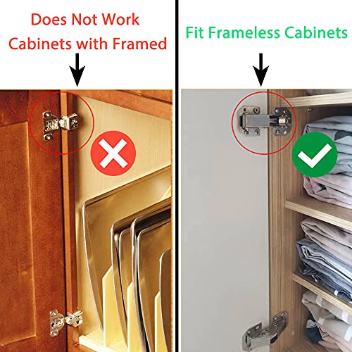 20-Pack Hidden Hinges for Cabinet Doors Frameless Cabinet Concealed Surface Mount Hinges - size: 20 Pack
