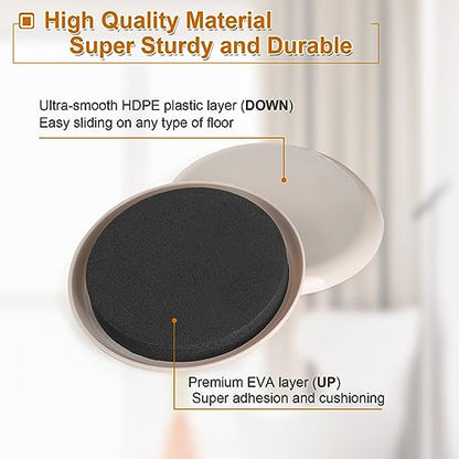 Furniture Sliders for Carpet 8 PCS - 3 1/2" - size: 3.5 inch 8 PCS (Round)
