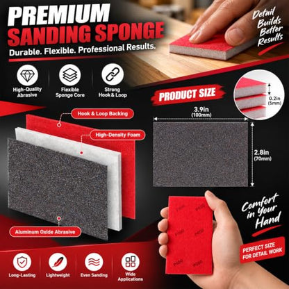 24 Pcs 600 Grit Sanding Sponges, Wet Dry Sanding Blocks for Polishing - size: 24 PCS-600 Grit