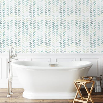 Sevalo Green White Peel and Stick Wallpaper Boho Contact Paper 17.3”×78.7” - color: green and white, size: 17.3" x 78.8"