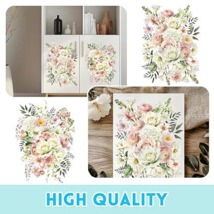 6 Sheets Vintage Life in Full Bloom Flower Rub on Transfer 6x12 - style: Minimalist Style Flowers