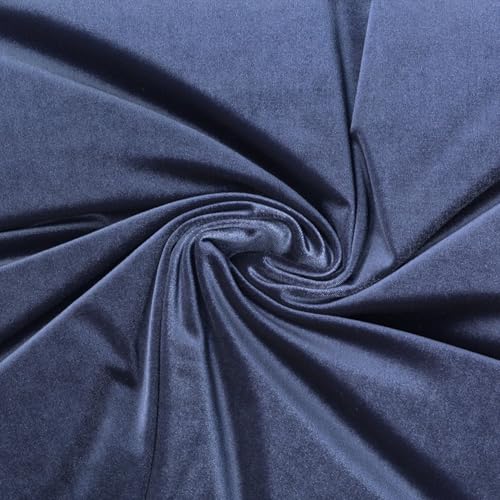 Stretch Velvet Fabric by the Yard - 58/60" Wide Soft Velvety Cloth for Sewing Dresses, Gowns, Upholstery, Costumes and DIY Crafts - 92% Polyester 8% Spandex - Indigo - 1 Yard - color: Indigo, size: Precut 1 Yard
