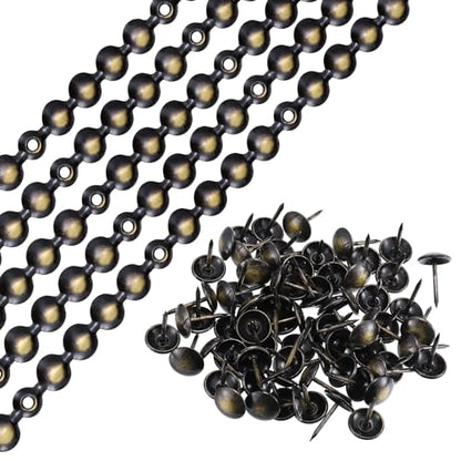uxcell 10Pcs Upholstery Tacks Strips Nail Trims 1Meter 11mm Black Gold - color: Black-gold