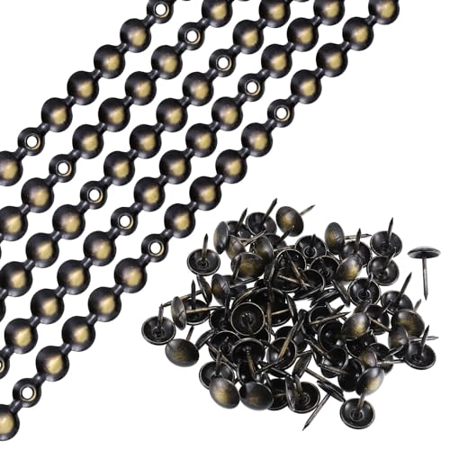 uxcell 10Pcs Upholstery Tacks Strips Nail Trims 1Meter 11mm Black Gold - color: Black-gold