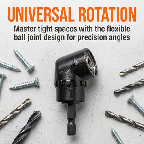 90 Degree Right Angle Drill Adapter Attachment, 1/4" Quick Change Magnetic Bit Socket for Impact Drill Driver, Tight Spaces