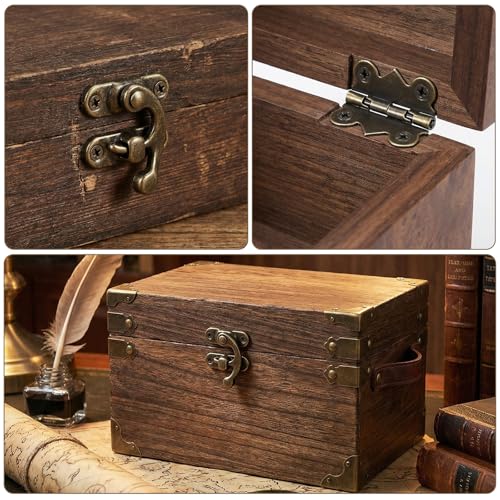 72 Sets Retro Jewelry Box Hinges and Latches with Matching Screws Kit, Small Bronze Brass Latch Hinges for Wooden Jewelry Box and Decorative Cabinet(Catch*24 + Hinges*48)