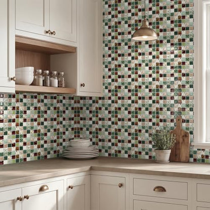 VICCI 20-Pack 6x6 Peel and Stick Backsplash 3D Mosaic Tiles - color: Earth Multi-color