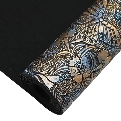 David accessories Butterfly Gragonfly Flowers Bump Texture Faux Leather Sheet 1 Pc 11" x 55" (30x140cm) Printed Faux Leather Fabric Sheet for DIY Bows Earrings Making Crafts - color: Butterfly&gragonfly&flowers D