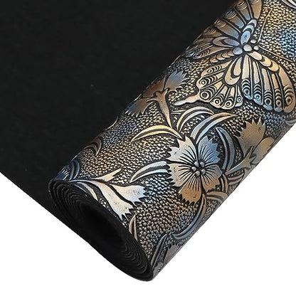 David accessories Butterfly Gragonfly Flowers Bump Texture Faux Leather Sheet 1 Pc 11" x 55" (30x140cm) Printed Faux Leather Fabric Sheet for DIY Bows Earrings Making Crafts - color: Butterfly&gragonfly&flowers D