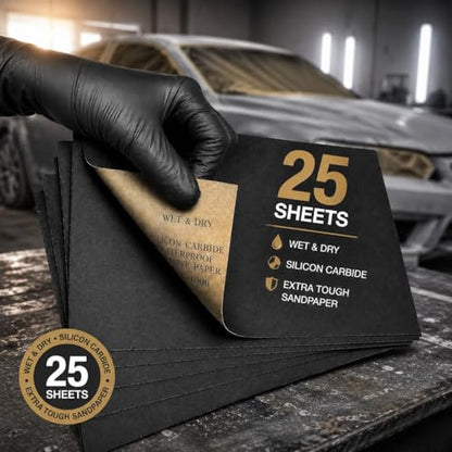 LiME LiNE Sanding Sheets 25 Pack, Automotive Grade Silicon Carbide Wet or Dry Sand Paper (800 grit) - style: 800 grit