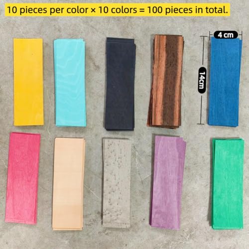 100PCS Mixed Wood Veneer Sheets Variety Pack,1.5''×5.5'',0.4mmThickness,Exotic Wooden Chip for Marquetry,Inlay,Woodworking Projects,Fingerboard Making DIY