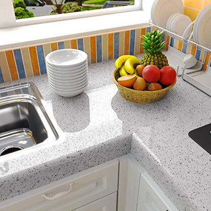 MelunMer White Glossy Marble Contact Paper for Countertops 591”×11.8” - color: White, size: 11.8”×591”（Recommend）
