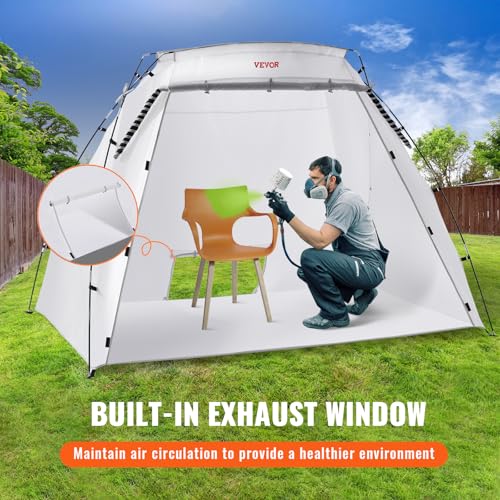 VEVOR Portable Paint Booth, Larger Spray Paint Tent with Built-in Floor & Mesh Screen & Windproof Hooks, Painting Tent Station for Furniture DIY Hobby Tool, 7.5x5.2x5.2ft Spray Paint Shelter - size: L90*W62*H62inch