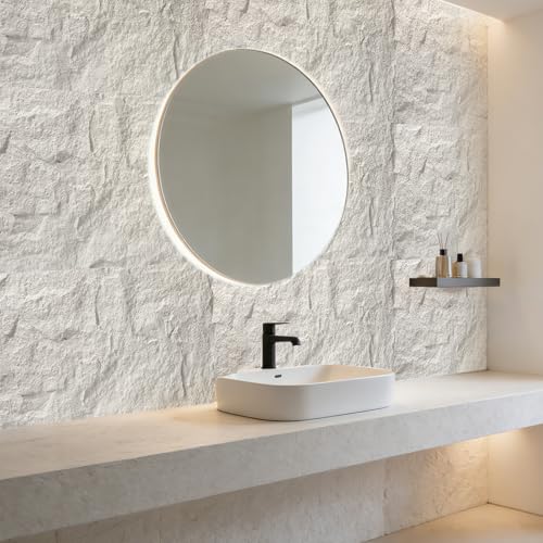 3D Faux Stone Wall Panels, 4-Pack Thicker PU, White Finish - color: White