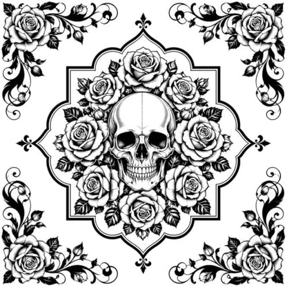 Nuxovilar Peel and Stick Floor Tile 12x12 Inch Vinyl - color: Black & White Gothic
