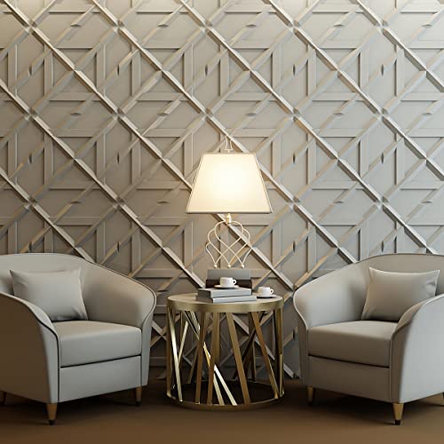 Art3d Decorativ PVC Glue-Up 3D Wall Panel, 19.7 x 19.7 in, 12-Pack, White - color: Matt White