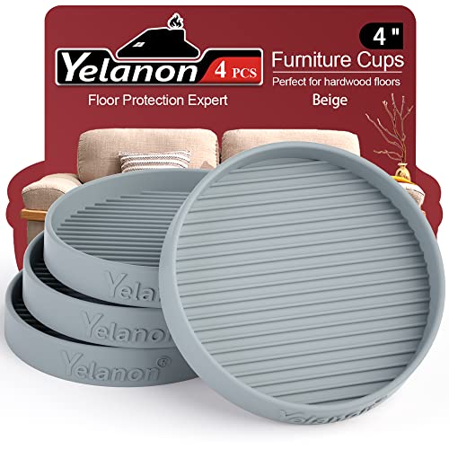 Non Slip Furniture Pads for Hardwood Floors -Yelanon 4Pcs 4” Coasters Cups - color: 4pcs4"round Gray