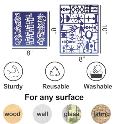 Stencils for Crafts Reusable Texture Stencils for Painting 10"x8" - style: Abstract
