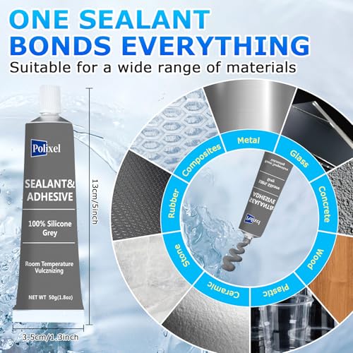 Gray RTV Silicone Sealant Adhesive 100% High Temperature Silicone Caulk Waterproof Stronger Adhesion Shrink & Crack Proof for Automotive Kitchen Bathroom Window Gasket -1.8oz/50g - color: Gray