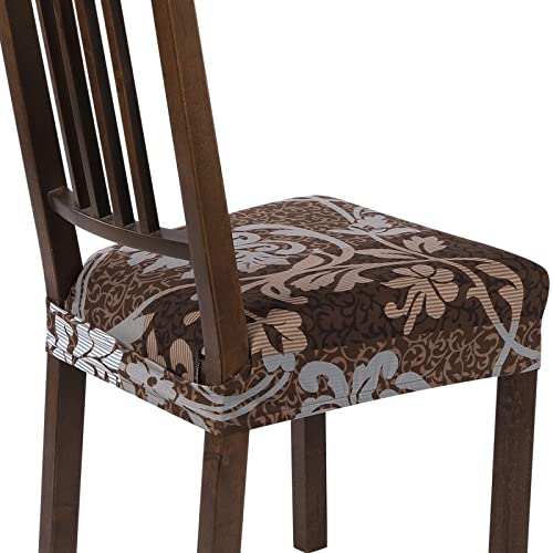 SearchI Dining Chair Seat Covers, Rear Covered(Brown, 4pcs) - color: Brown
