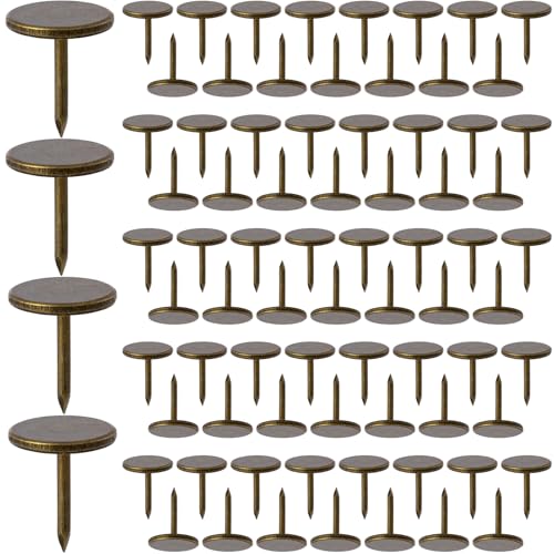 120pcs Flat Head Thumb Tacks for Wall, Bronze Heavy Duty Upholstery Push Pins, 0.4" x 0.51" Decorative Wall Pins Nails for Furniture, Office, DIY Crafts - color: Bronze,120pcs,0.4x0.51in