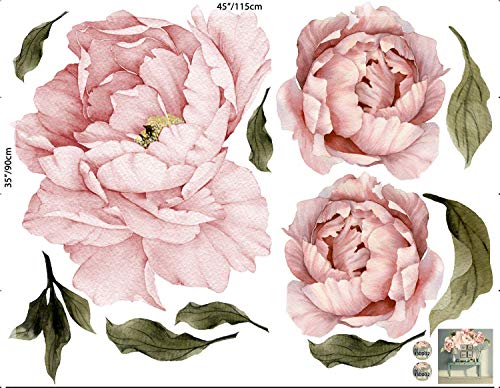 Pink Peonies Wall Decals Floral Wall Decal Peel and Stick Wallpaper Sticker