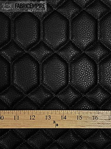 Vinyl Quilted Foam Fabric with 3/8" Foam Backing Upholstery / 52" Wide/Sold by The Yard/FABRIC EMPIRE (Black, Hexagon 3.5") - color: Black, size: Hexagon 3.5"