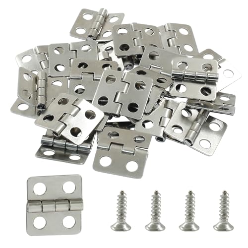 50 Pcs Mini Hinges 13 x 12mm with Screws, Silver - color: Silver, size: 13 x 12mm,50pcs