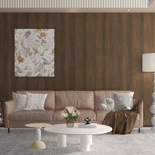 Dark Brown Wood Wallpaper Peel and Stick Oak Wood Contact Paper - color: Dark Brown, size: 31" x 354"