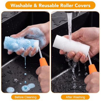 Foam Paint Roller Covers 4 Inch x 3/8 Inch Nap 20 Pack